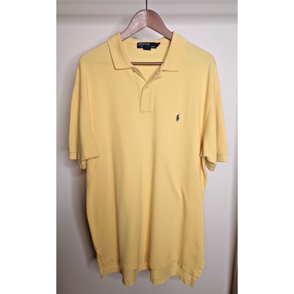 Vintage 90s Polo Ralph Lauren Mens XL Polo Yellow Single Stitch USA Islands